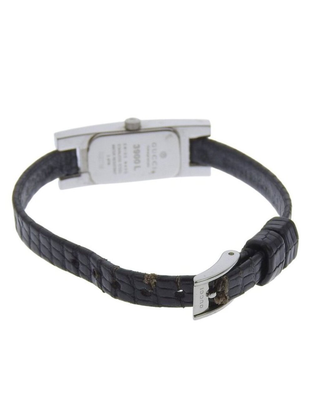 Gucci Stainless Steel Leather Quartz Analog Display Black Dial Watch - Picture 5 of 8